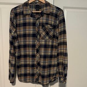 O'Neill Navy and Yellow Plaid Button Down Shirt